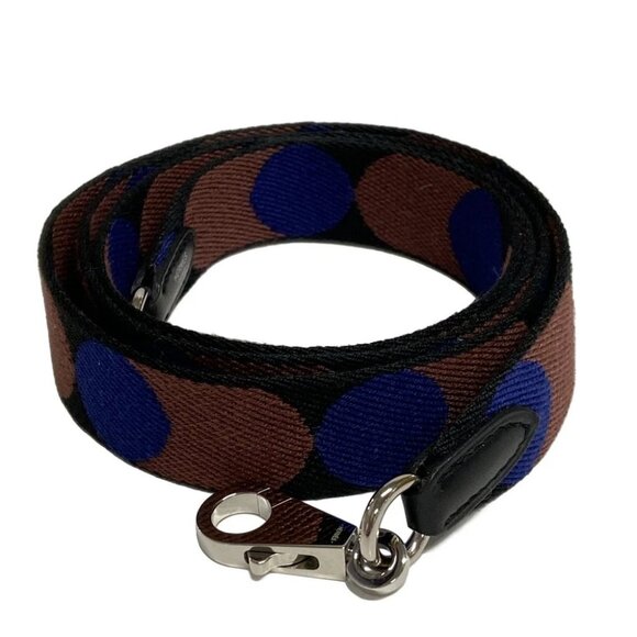 Auth HERMES Bandouliere Sangle Flipper Ball 25mm - Blue Brown Black Toile Z 17 - Picture 1 of 7